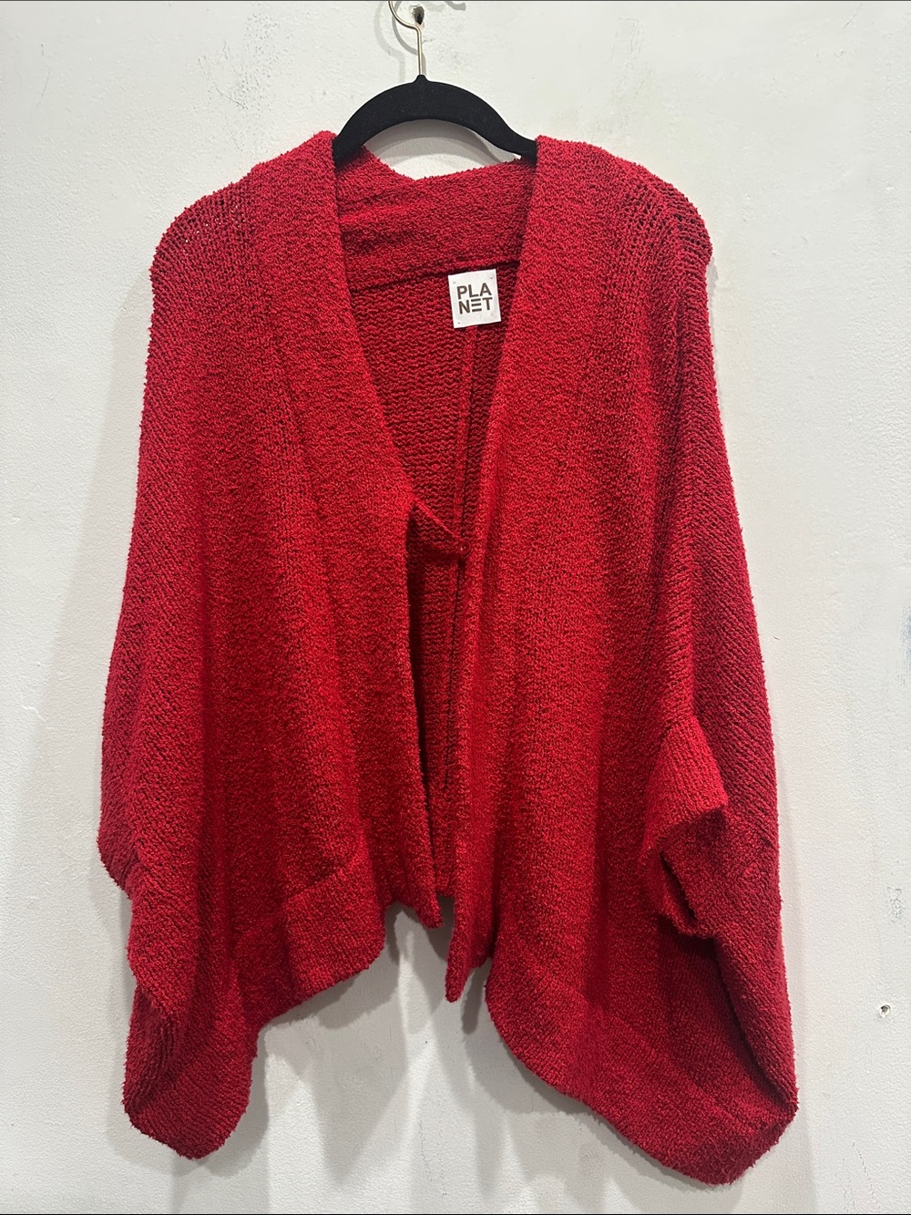 Planet by Lauren g knit shrug 100% Pima cotton red one size cottage core coastal